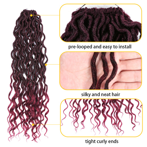 18Inch Faux Locs Wavy Goddess Locs Crochet Hair Supplier, Supply Various 18Inch Faux Locs Wavy Goddess Locs Crochet Hair of High Quality