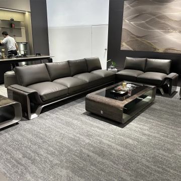 Modern L-shaped leather sofa
