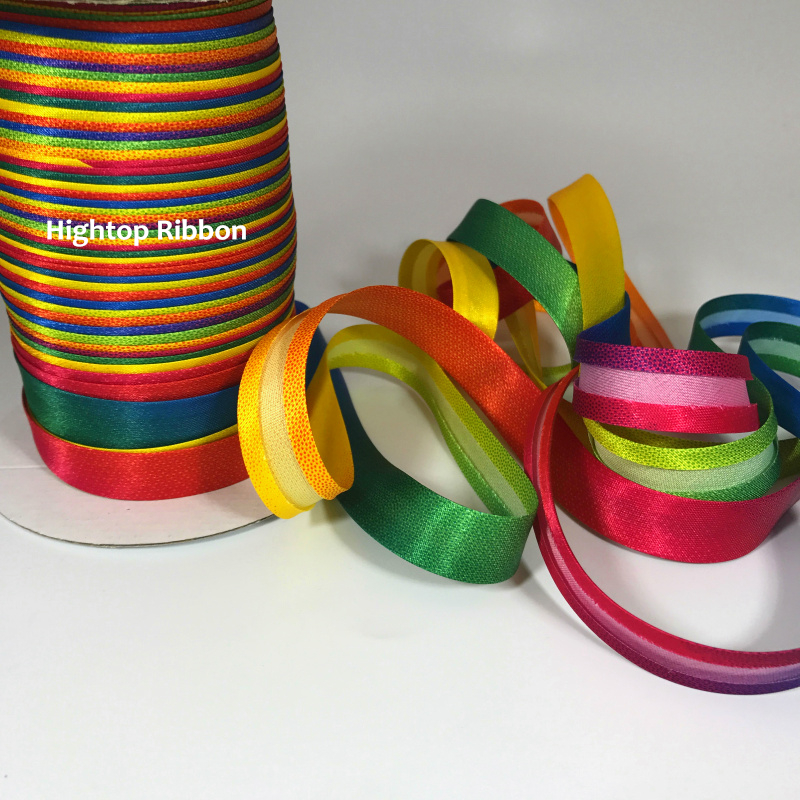 Polyester 5/8"(15mm) Satin Bias Tape Bias Binding Rainbow Air Bush Color For DIY Garment Sewing And Trimming 25yard/lot