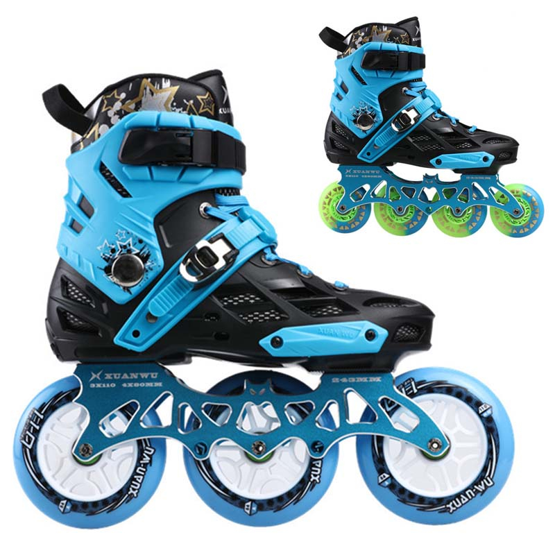 Professional Inline Skates Roller Skating Shoes 4*80 Or 3*110mm Changeable Slalom Speed Patines Free Skating Racing Skates