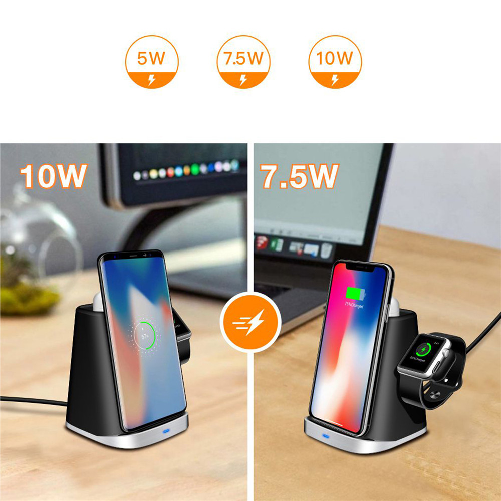 3 in 1 fast Q1 charger wireless charging stand dock pad for iPhone and Apple Watch AirPods / Samsung Universal Wireless Charger