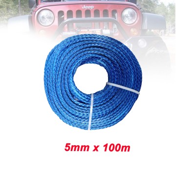 Free Shipping 5MM*100M Synthetic Winch Line UHMWPE Plasma Rope For 4WD 4x4 ATV UTV Boat Recovery Offroad