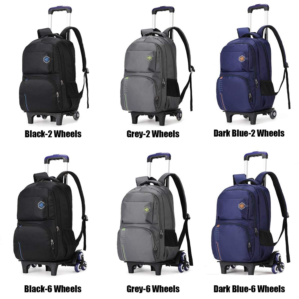 2/6 Wheels Travel Rolling Luggage Bag School Trolley Backpack For Boys Backpack On Wheels Kid's Trolley School wheeled Backpack