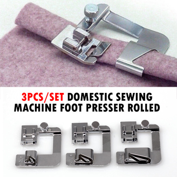 3Pcs/Set Sewing Tools Accessory Domestic Sewing Machine Foot Presser Rolled Hem Feet For Brother Singer DIY Apparel Sewing New