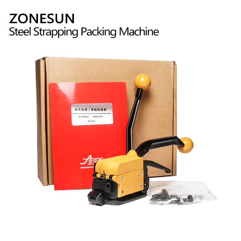 ZONESUN A333 Handheld Sealless Steel Strapping Tool Steel Band Packing Tool Steel Strip Strapping Machine