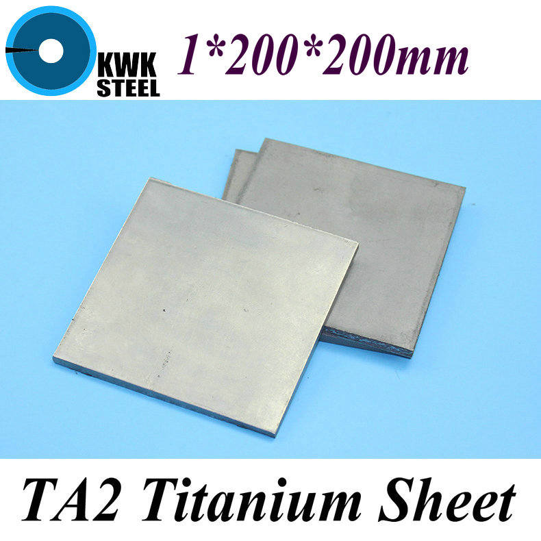 1*200*200mm Titanium Sheet UNS Gr1 TA2 Pure Titanium Ti Plate Industry or DIY Material Free Shipping