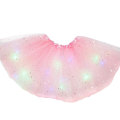 Girls Children Neon LED Tutu Party Prom Costume Wear Pleated Tulle To Light Up Christmas Halloween Skirts Gifts