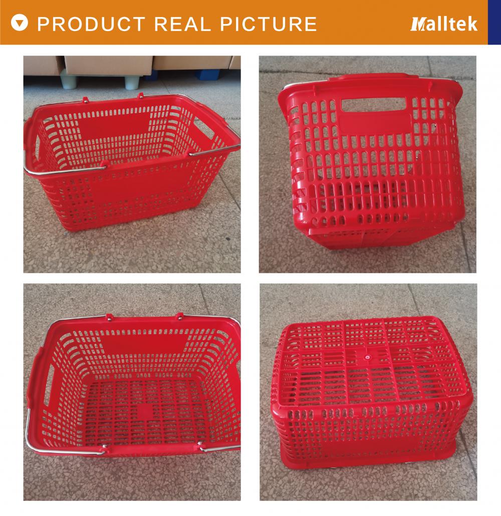 Environmentally blue metal Double handle shopping basket