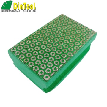 DIATOOL 1pc Electroplated Diamond Hand Polishing Pad 90X55MM Hard Foam-backed Hand Pad