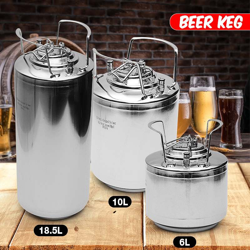 6/10/20L Stainless steel Ball Lock Beer Keg Growler for Craft Beer Dispenser System Home Brew Beer Brewing Metal Handles