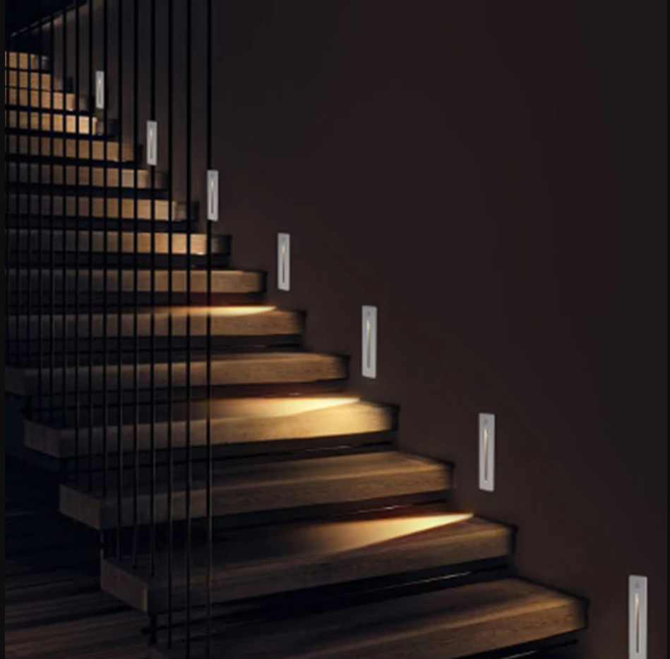 Indoor Recessed Stairs Led Light 85-265V Loft Wall Lamp 1W 3W Step Stairway Hallway Light Corner Staircase Lighting Dropshipping