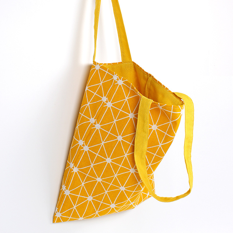 Handmade large capacity shopping bag reusable cotton and linen handbag environmental protection shoulder bag lunch bag