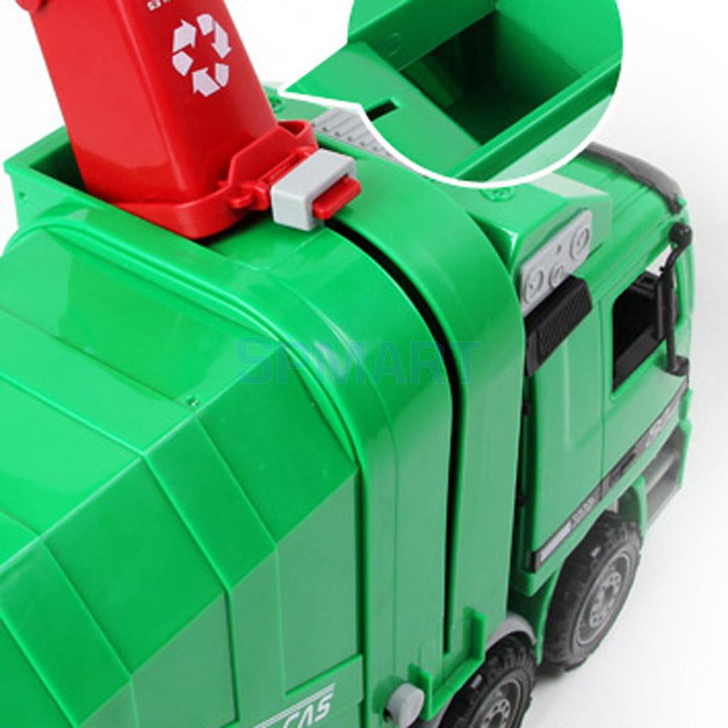 MagiDeal 1:22 Kids Children Toddler Super Large Die Cast Pull Back Sanitation Garbage Truck Model Cool Toy Xmas Gift Green