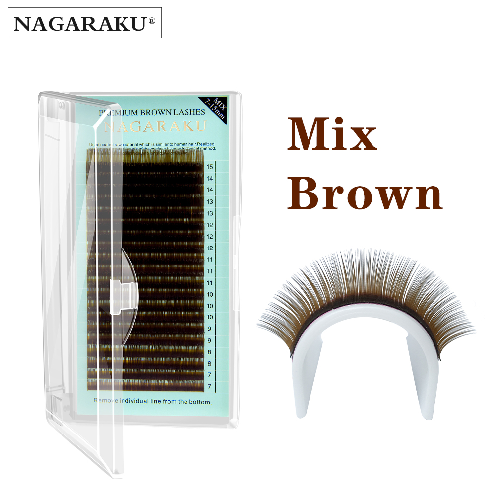 NAGARAKU Brown Eyelashes Maquiagem Makeup Mix 7~15mm 20 rows Brown Color Mink Lashes Faux Cils False Eyelashes Maquiagem Cilios