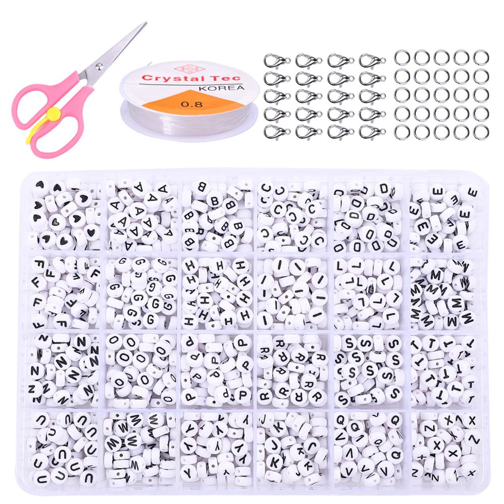 Czech Glass Seed Beads Charm Crystal Beads Alphabet Letter Beads Lobster Clasps Beading Cord Set DIY Bracelet Jewelry Making Kit