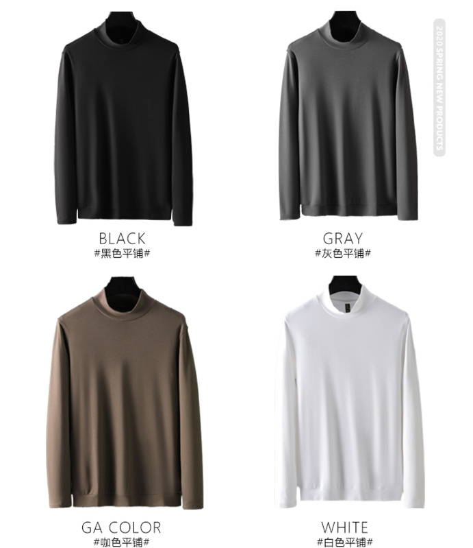 Ultra Soft Undershirt Men Long Sleeve Black 2020 Autumn Turtleneck Underwear For Male cotton Modal Viscose Basic Tops Tees White