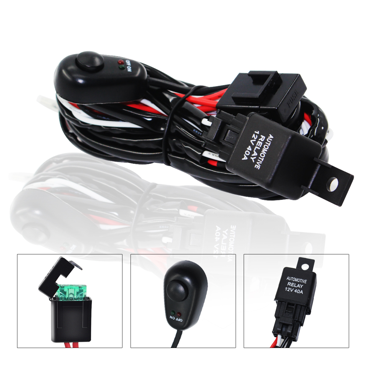 New Arrival 300W/180W Roof Spotlight High Power Switch Wiring Harness One -To-One Universal LED Pods Wiring Harness Kits