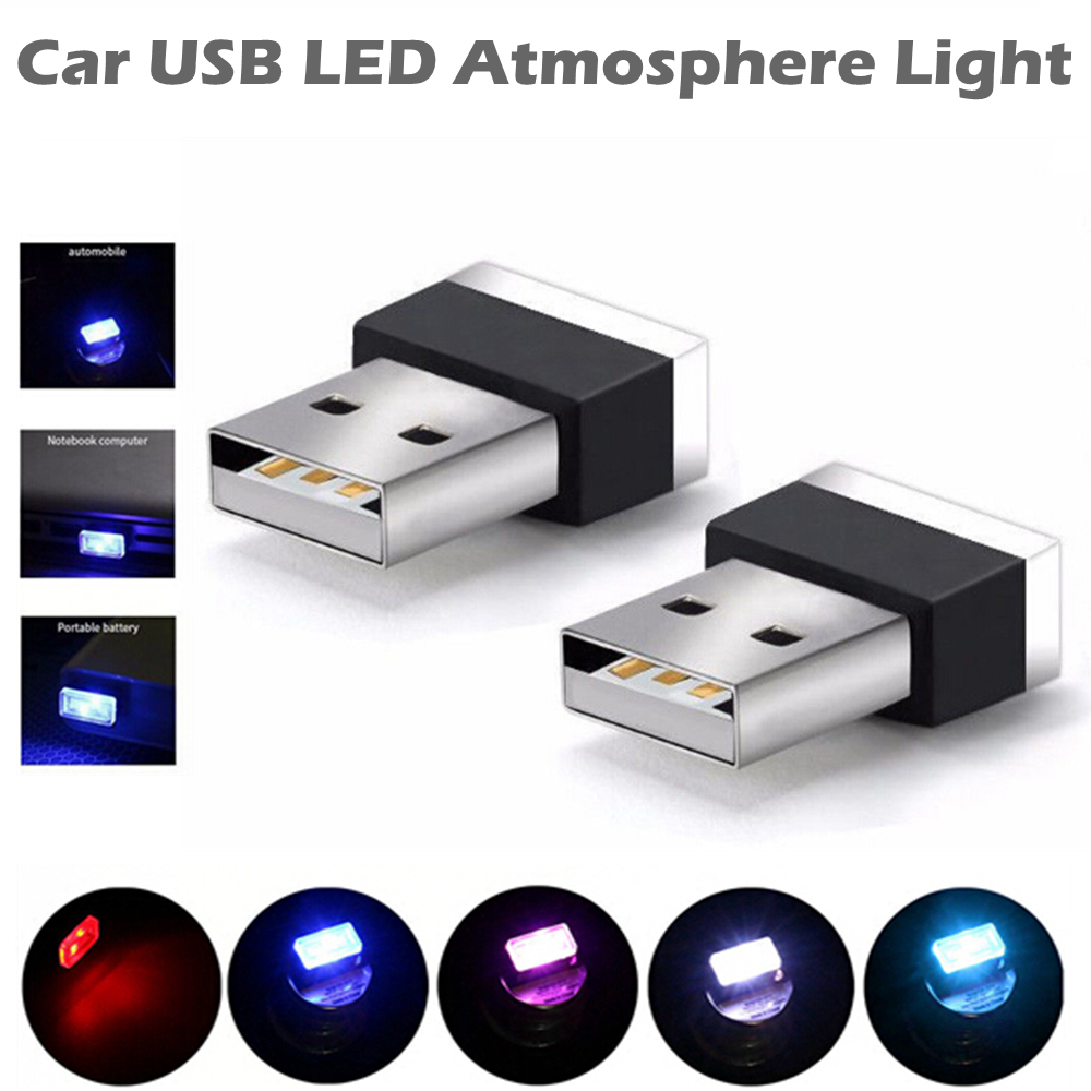 Mini Car Interior Usb Led Lamp Ambient Light Blue White RGB Emergency Decorative Atmosphere Lights Auto Accessories Backlight