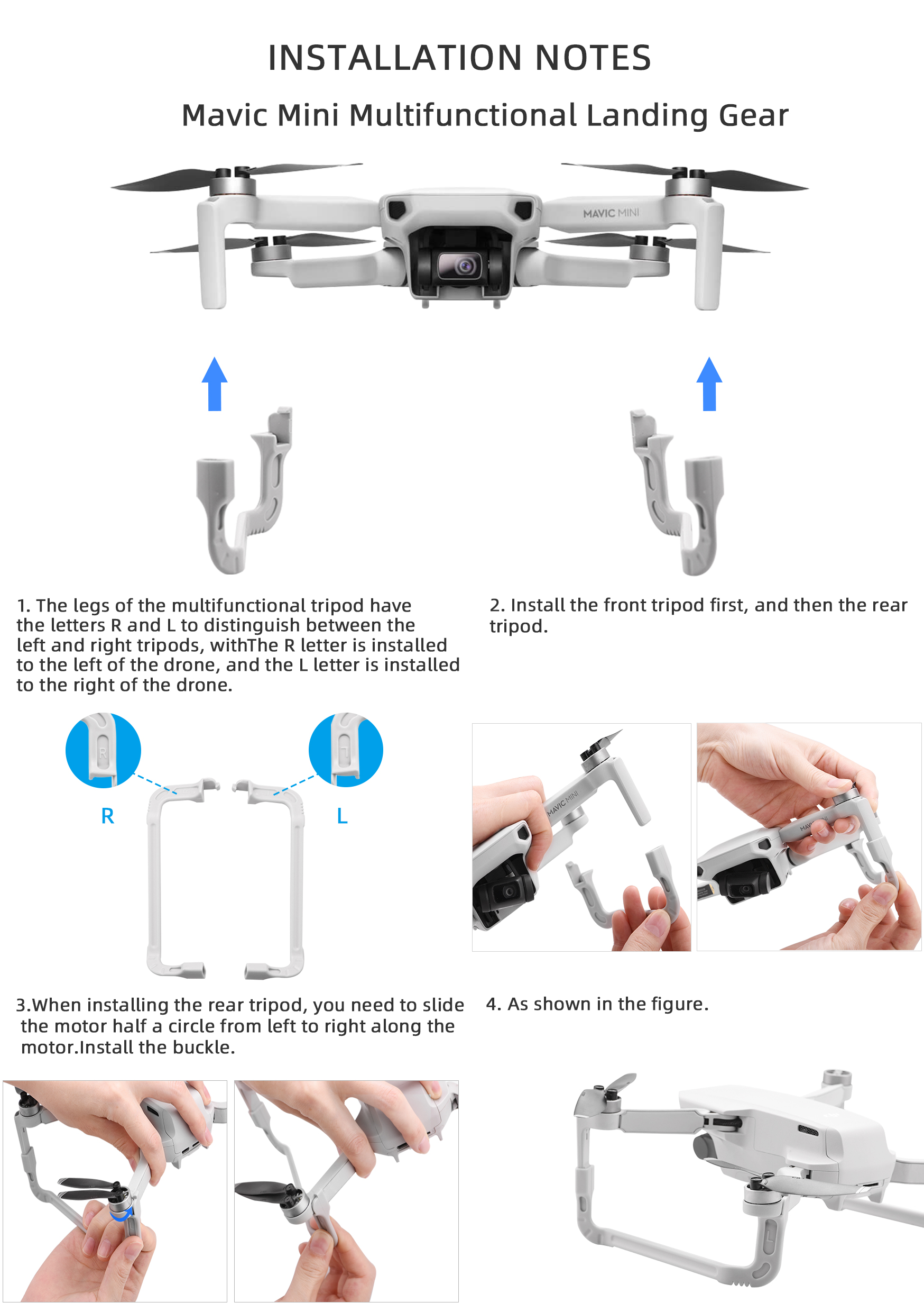 Height Extended Leg Landing Gear Kits For DJI Mavic Mini Landing Protector Quick Release Extensions Safety Feet Accessories