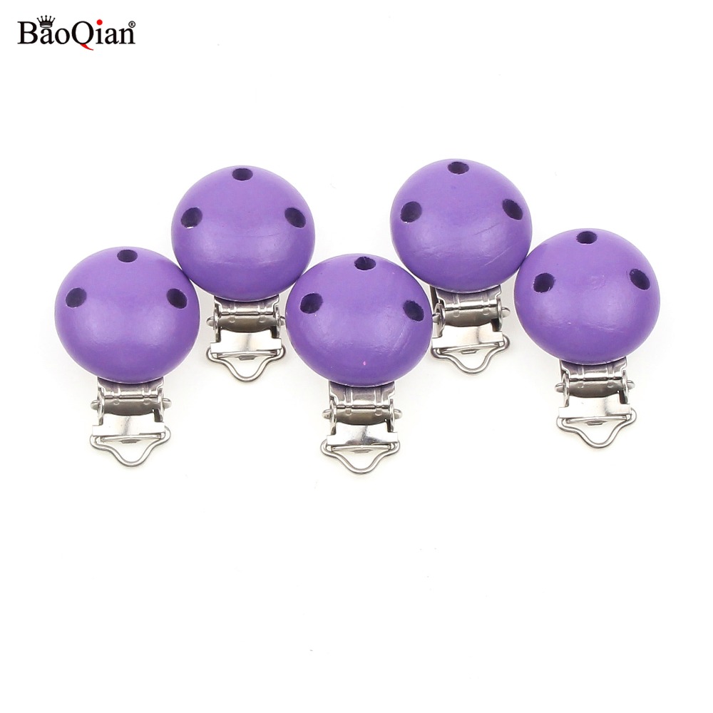 5Pcs/Lot Baby Garment Clip Metal Wood Baby Clip Holders Clasps Round Shape Clasps Suspender Garment Accessories 29x45mm