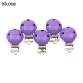 5Pcs/Lot Baby Garment Clip Metal Wood Baby Clip Holders Clasps Round Shape Clasps Suspender Garment Accessories 29x45mm