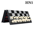 3 In 1 Magnetic Chess Backgammon Checkers Set Folding Chess Portable International Chess Board Game for Kids Toys Funny Gift