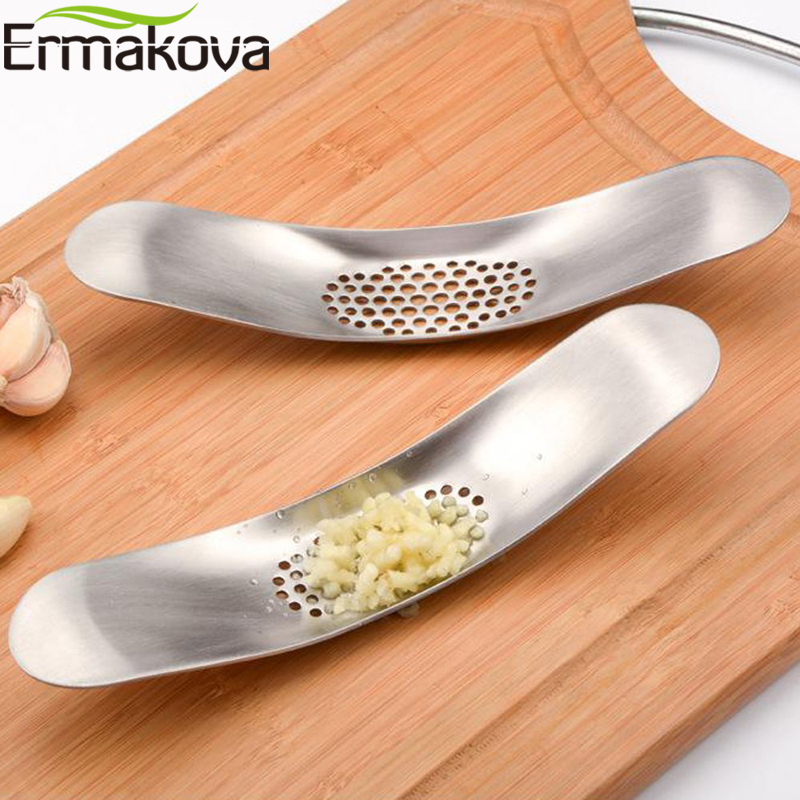 ERMAKOVA Garlic Press Grinding Slicer Ginger Crusher Chopper Cutter Rocker Squeezer Mincer Silicone Garlic Peeler Bottle Opener