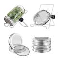 4Pcs Stainless Steel Sprouting Jar Lids with 2 Stands for Wide Mouth Sprout Jars T8WB