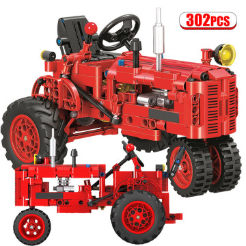 DIY High-Tech Classic Old Tractor Car Building Blocks City Walking Tractor Truck Bricks Educational Toys for Children