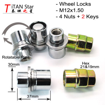 4Nuts+2Key 12x1.5 M12 1.50 MAG SEAT OEM RIMS WHEEL Locks LUG NUTS ANTI SHEFT FOR Toyota Mitsubishi Lexus Corolla/Rav4/Crown/Reiz