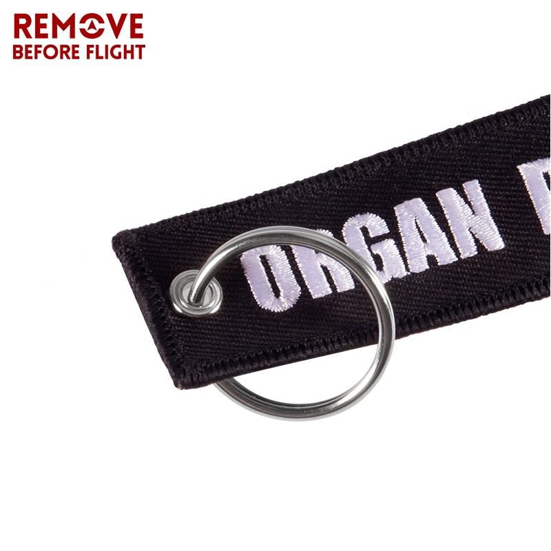 Motorcycle Keychain Embroidery Organ Donor key chain Key Fobs llavero coche For safety luggage tag Aviation Gift 3PCS/lot