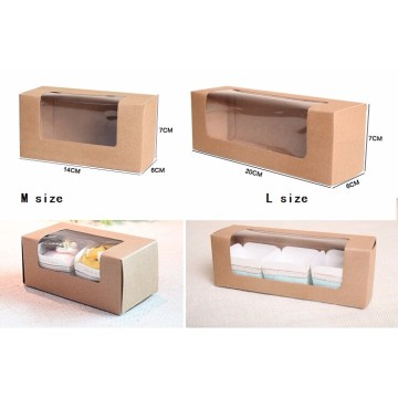 30piece/lot, Kraft paper Macaroon packing box,Transparent window Muffin Cake Box heart baking box