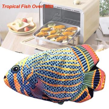 Tropical Fish Oven Mitt, Quilted Cotton Heat Resistant 3D Animal Oven Glove Anti-Scalding Oven Mitten For Home Kitchen