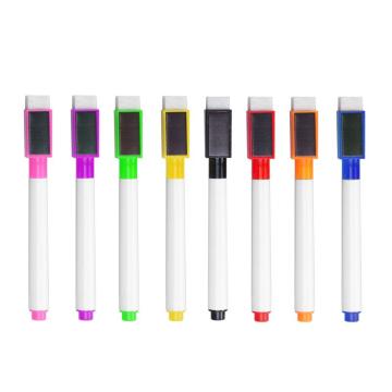 8pcs Magnetic Colorful Whiteboard Pens Black White Board Markers Built In Eraser School Supplies Children's Drawing Pen