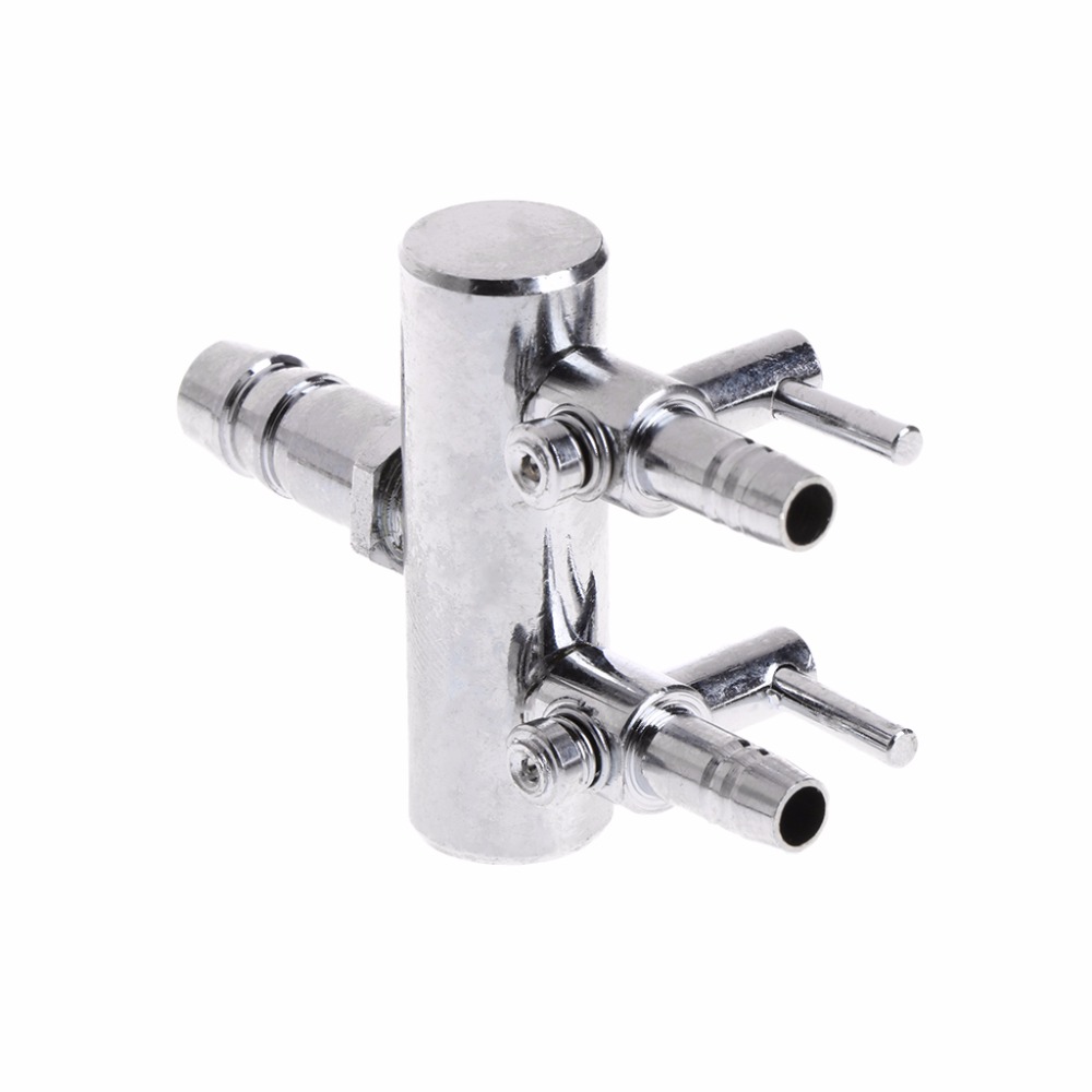 New 2 Ways Aquarium Fish Tank Air Pump Stainless Steel Lever Control Switch Valve Inlet Dia. 8mm Aquarium Accessories C42