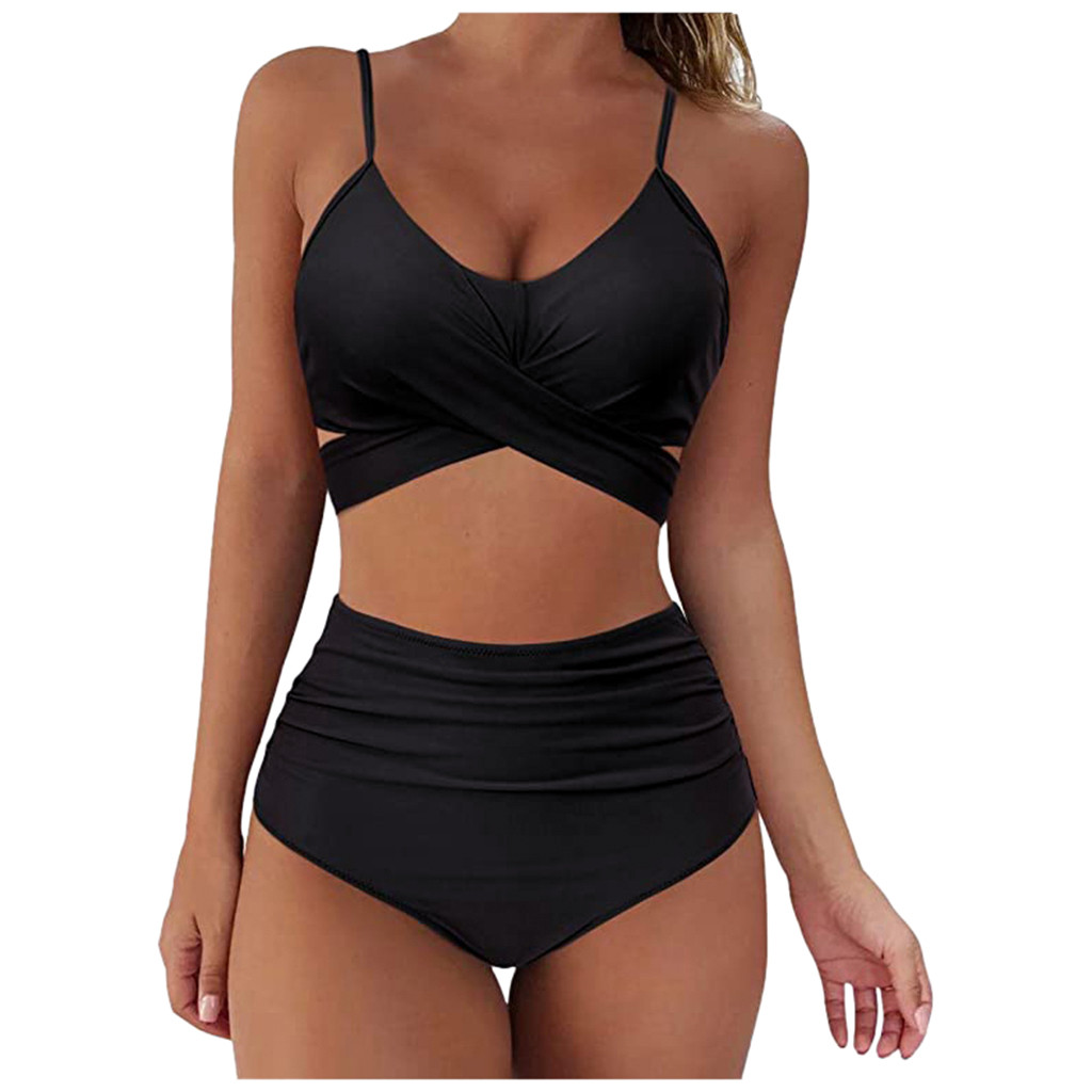 Sexy Solid Color Bikini Set Women Fashion Comfort Push Up Bathing Swimwear High waist Swimsuit Casual Beachwear Bikinis #LR4