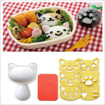 High quality 4Pcs/Set PP Kawaii Cat Rice Mold Sushi Egg Chocolate DIY Kitchen Tool cartoon sushi tool