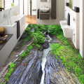 Custom 3D Room Nature Landscape Floor Wallpaper Canyon Running Water Mural Waterproof Self-adhesive Wear Non-slip Wall Papers