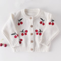 Cherry Embroidered Baby Cardigan Sweater Toddler Coat Baby Girl Jacket 3 6 9 12 18 24 Month Infant Clothes OBS204033