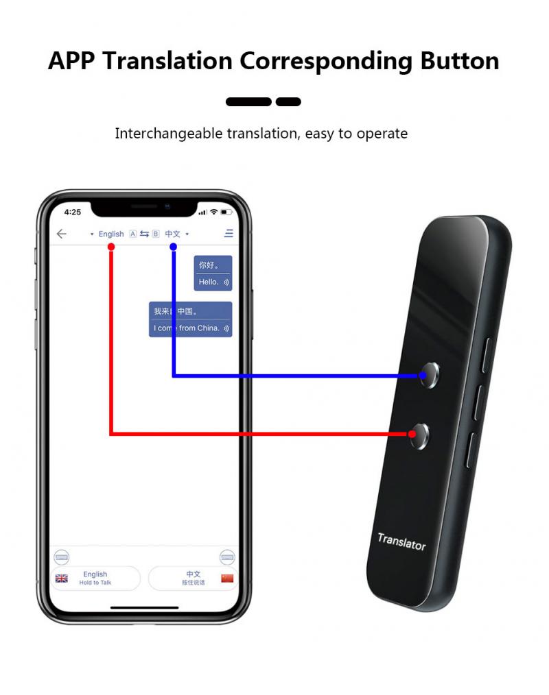 Portable Mini Wireless Smart Translator 70+ Languages Translaty Smart Instant Voice Translator For Learning Travel