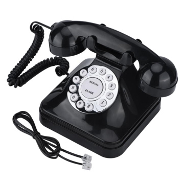 Vintage Retro Landline Phone for Home Office Old Fashioned Corded Telephone with Classic Bell Push Button Technology - Black