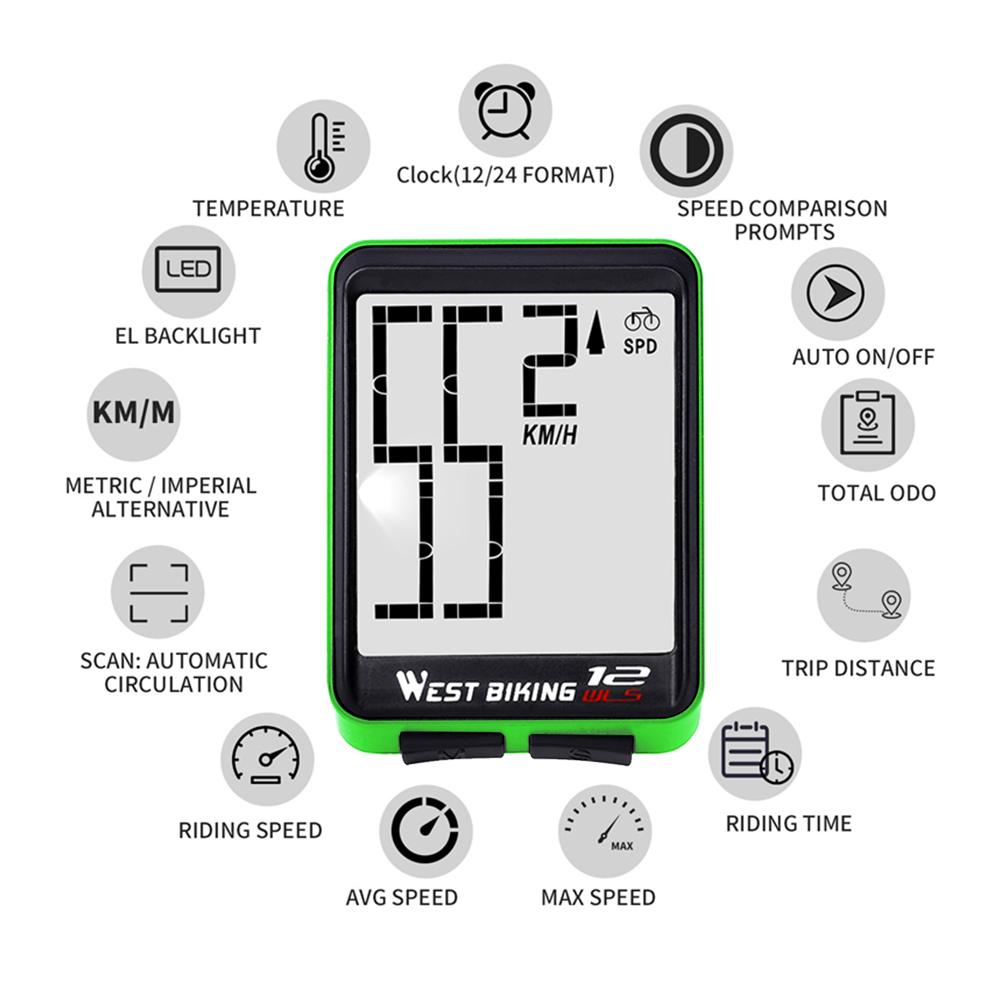 WEST BIKING Bicycle Computer PVC Rainproof Wireless MTB Bike Cycling Computer Speedometer Odometer Waterproof Stopwatch