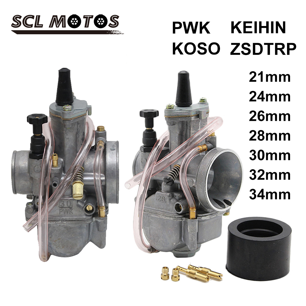 SCL MOTOS 2T/4T Engine Motorcycle Keihin Koso PWK 21 24 26 28 30 32 34 mm Carburetor Carburador Motorcycle Parts With Power Jet