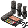36 48 72 Holes Pencil Case Cat School Supplies Art Pen Bag Pouch Canvas Wrap Roll Makeup Brush Pen Storage Stationery Student