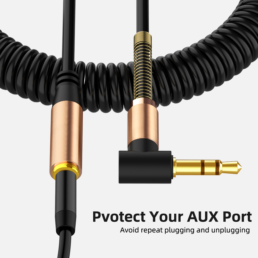 3.5mm Audio Cable Elbow Spring AUX Extension Male to Female Retractable Wire HD Sound Quality Speaker Telescopic Cable for Phone