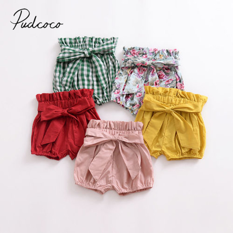 1-6Y Toddler Newborn Baby Little Girls Boys Shorts Summer Casual Elastic High Waist Bow Plaid Floral Print PP Pants