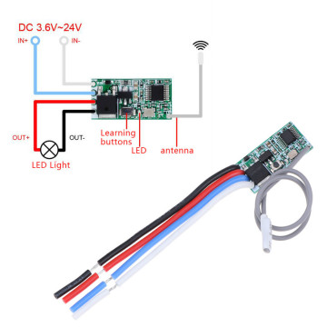 1PC 433 Mhz 1CH RF Relay Receiver Universal Wireless Remote Control Switch Micro Module LED Light Controller DC 3.6V-24V DIY