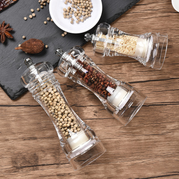 3 Sizes Pepper Grinder Transparent Fashion Stainless Steel Mill Glass Body Spice Salt Kitchen Accessories Cooking Tool Portable