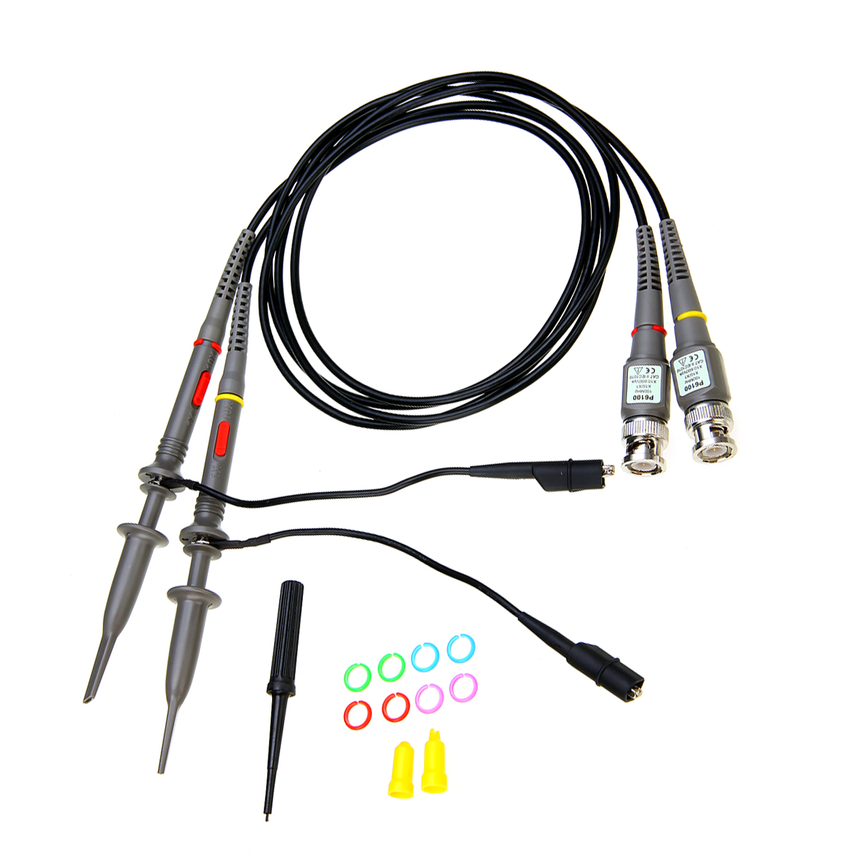 2pcs 100MHz Oscilloscope Scope Analyzer Clip Probe Test Leads Probe Cable Wire Pen Electronic Measuring Instrument