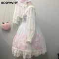 Women Girls Lace Dress Lolita Sleeveless Strappy Ruffles Kawaii Sweet Dresses Lolita Dress Lolita Shirt